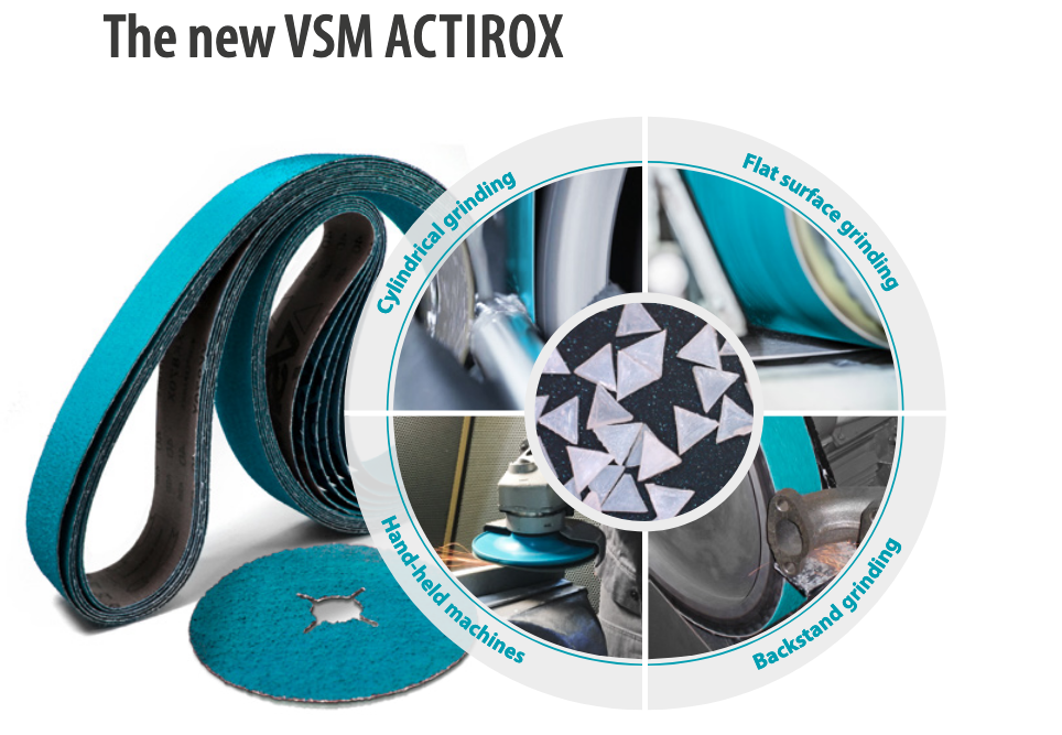 VSM ACTIROX Abrasive Surface Grinding, Hand Held Machine, Backstand Grinding, Cylindrical